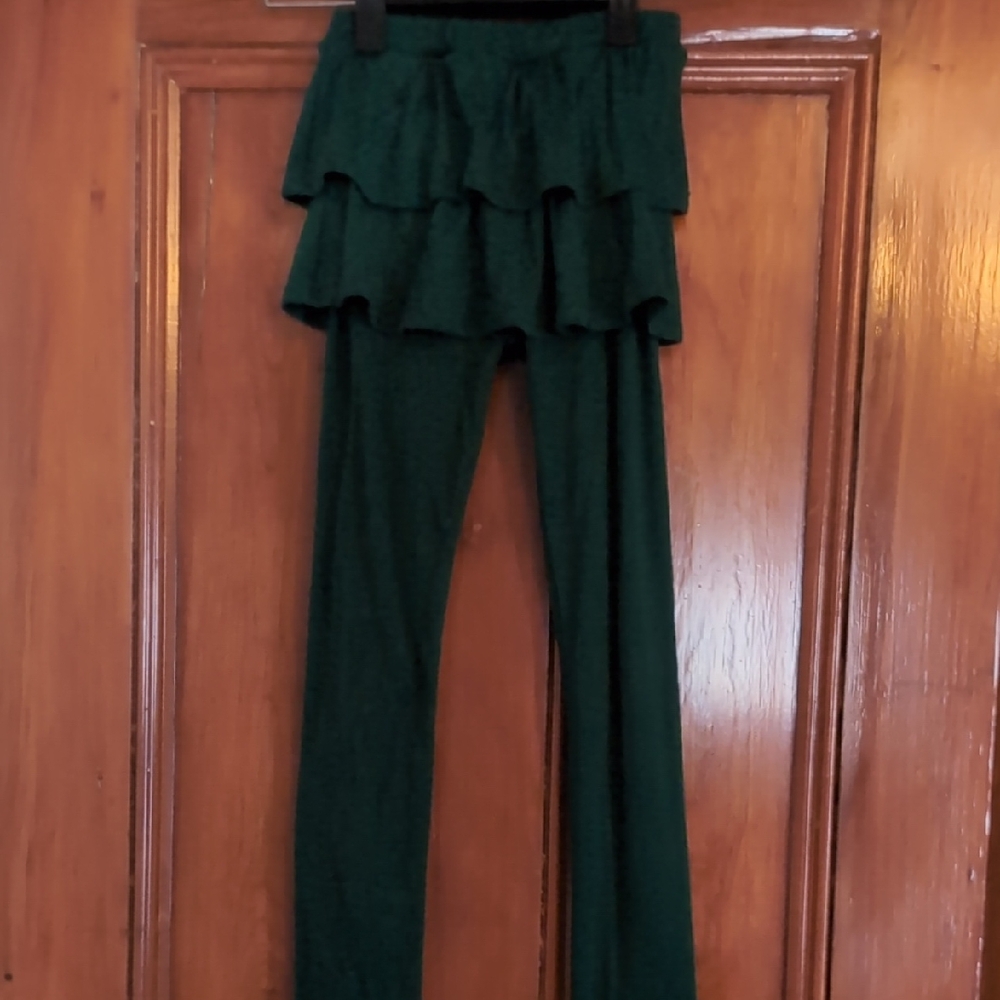 Dark Green Ruffled Skirted Leggings